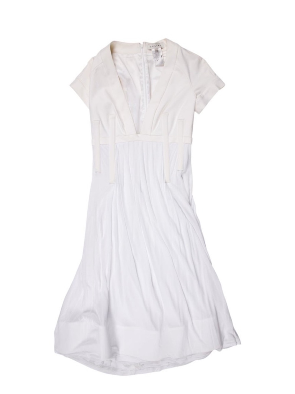 Celine White Short-Sleeve V-Neck Women’s Dress
